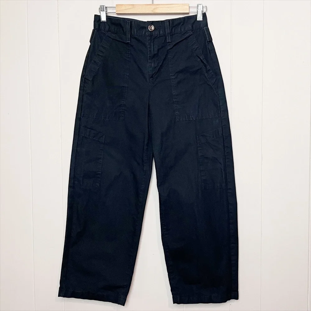 Agolde Daria Utility Pants 25 Black Cargo Pockets High Rise Minimalist Wide Leg